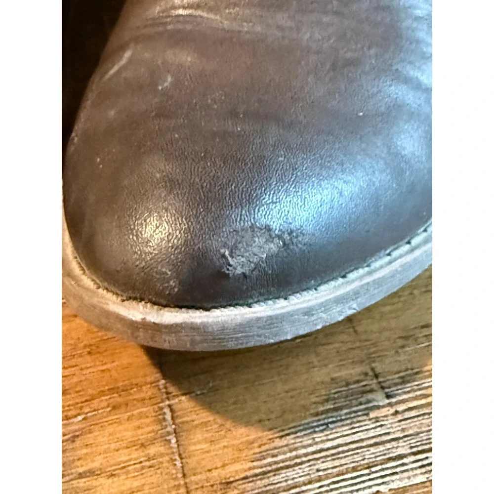 Guess Women's Brown Leather Side Zip Ankle Boots 7 Bootie‎ Block Heel Casual